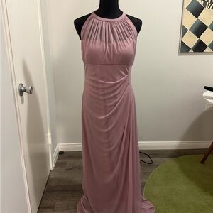 David's Bridal Mauve Halter Gown